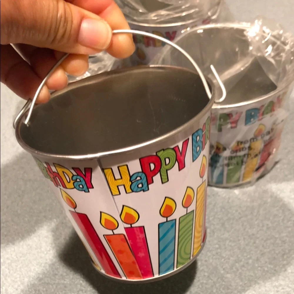 Colorful Birthday Party Mini Buckets lot of 4